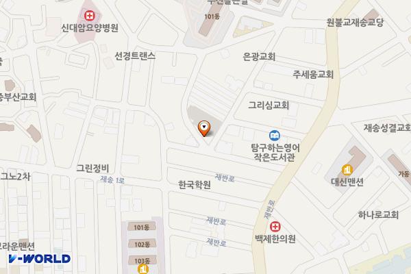 재송2동 한빛문화센터 위치 지도 — 부산광역시 해운대구 재반로103번길 32 (재송동)