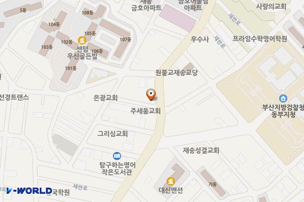 재송동우체국 위치 지도 — 부산광역시 해운대구 재반로 121-1, 재송동우체국 (재송동)