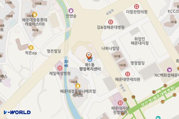 좌1동 주민센터 위치 지도 — 부산광역시 해운대구 양운로 91 (좌동)