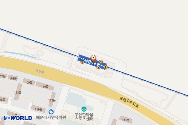 신해운대역사 위치 지도 — 부산광역시 해운대구 장산로 427, 신해운대역 (좌동)
