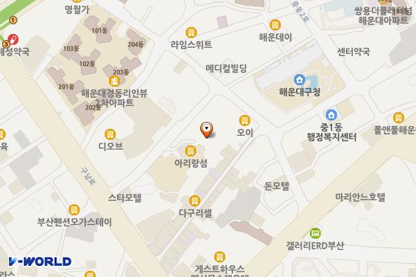 해운대시장공영주차장 위치 지도 — 부산광역시 해운대구 구남로29번길 20-11, 돈천지 (중동)