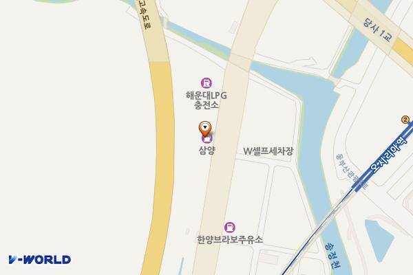 삼양주유소 위치 지도 — 부산광역시 해운대구 해운대로 1249, 삼양주유소 (송정동)