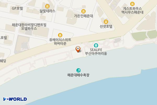해운대종합관광봉사센터(관광시설사업소) 위치 지도 — 부산광역시 해운대구 해운대해변로 264 (우동)