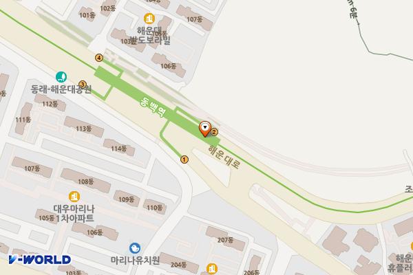 동백역 위치 지도 — 부산광역시 해운대구 해운대로 지하522, 부산지하철 동백역 (우동)