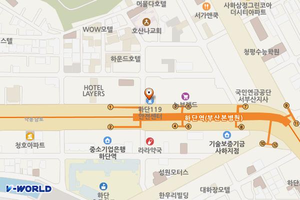 하단119안전센터 화장실 위치 지도 — 부산광역시 사하구 낙동남로 1407