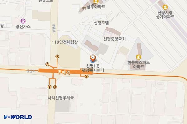 신평동어울림센터(신평1동행정복지센터) 위치 지도 — 부산광역시 사하구 신산로 173, 신평동 어울림센터 (신평동)
