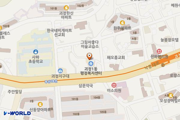 괴정1동행정복지센터 화장실 위치 지도 — 부산광역시 사하구 낙동대로250번안길 3