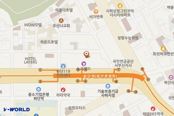 아트몰링화장실 위치 지도 — 부산광역시 사하구 낙동남로 1413 (하단동, 아트몰링)
