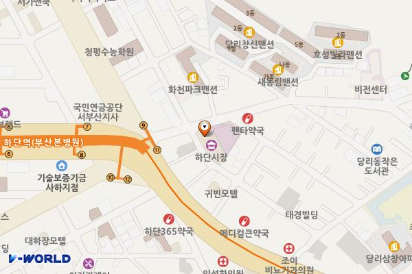 하단시장화장실 위치 지도 — 부산광역시 사하구 승학로2번길 1 (당리동, 하단시장)