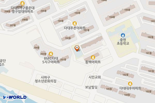 다대도서관 위치 지도 — 부산광역시 사하구 다대낙조2길 9