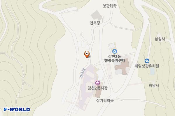 감천문화마당 공중화장실 위치 지도 — 부산광역시 사하구 감내1로 145