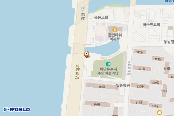 하단유수지 공중화장실 위치 지도 — 부산광역시 사하구 하신번영로 243