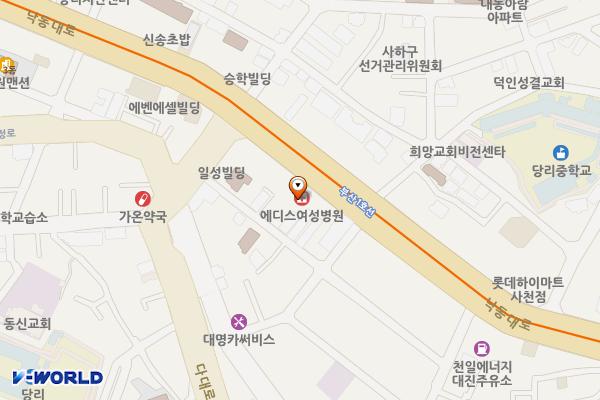 에디스여성병원 화장실 위치 지도 — 부산광역시 사하구 낙동대로 361 (당리동)