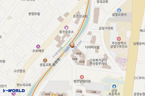온천천변 공중화장실 위치 지도 — 부산광역시 금정구 부곡온천천로189