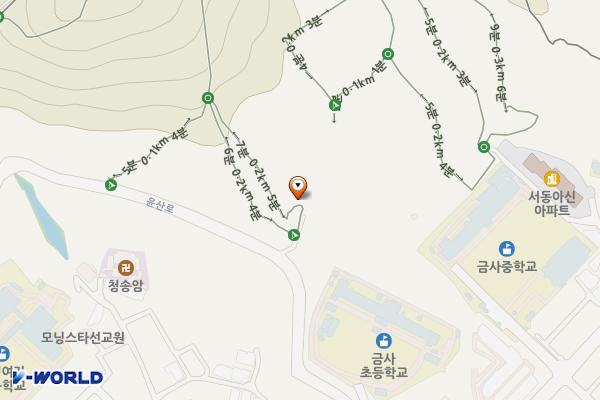 윤산등산로변1(서곡초교뒤) 위치 지도 — 부산광역시 금정구 윤산로 261