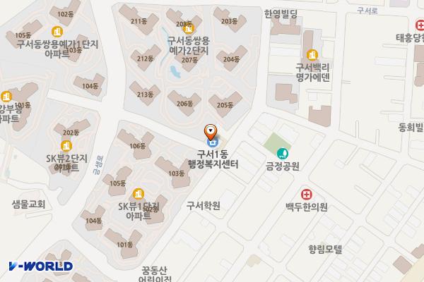 구서1동주민센터 화장실 위치 지도 — 부산광역시 금정구 수림로72번길 123 (구서동, 구서1동주민센터)