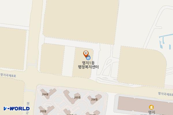명지1동행정복지센터 위치 지도 — 부산광역시 강서구 명지국제8로 131, 명지1동 행정복지센터 (명지동)