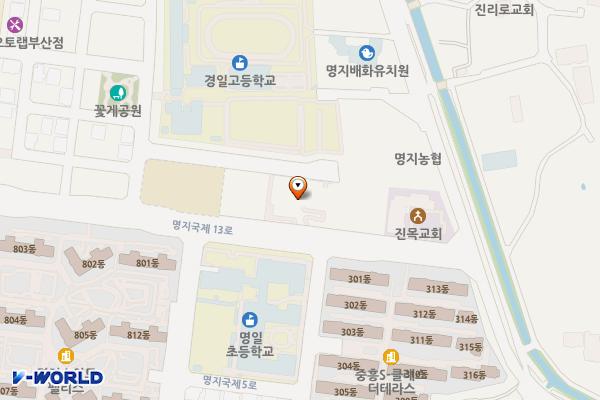 명지노인종합복지관 화장실 위치 지도 — 부산광역시 강서구 명지국제13로 33, 명지노인종합복지관 (명지동)