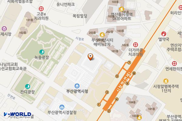 부산광역시청 위치 지도 — 부산광역시 연제구 중앙대로 1001