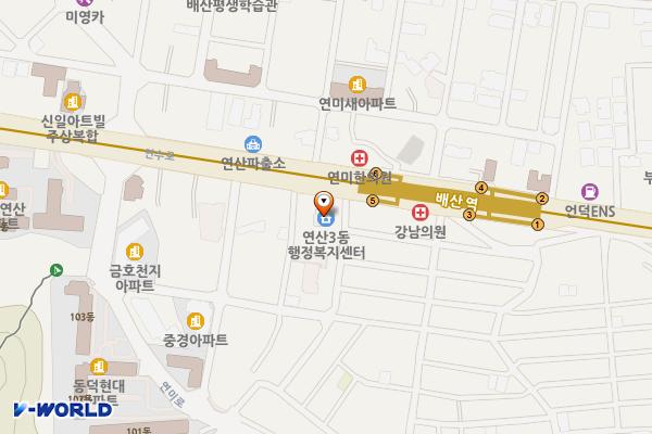 연산3동행정복지센터 (1층) 위치 지도 — 부산광역시 연제구 연수로 218번길 4