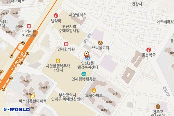 연산2동행정복지센터 (1층) 위치 지도 — 부산광역시 연제구 중앙대로1038번길 39