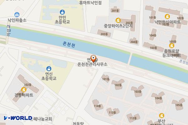 온천천시민공원 관리사무소 위치 지도 — 부산광역시 연제구 온천천남로 39