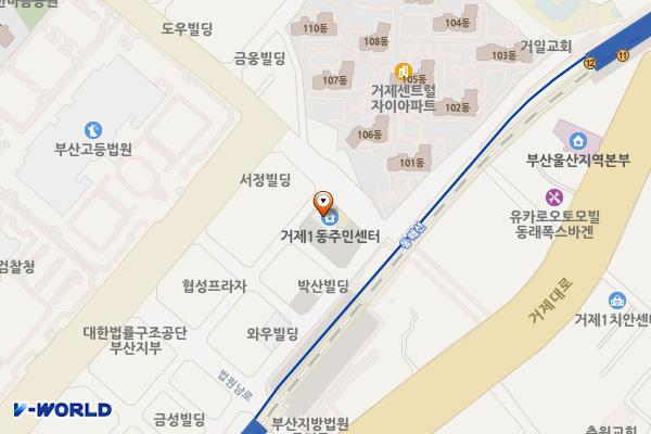 거제1동 행정복지센터 (1층) 위치 지도 — 부산광역시 연제구 법원북로 88
