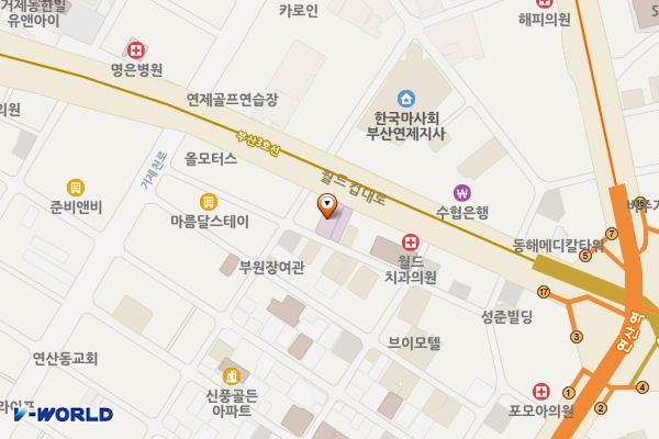 아시아드요양병원 위치 지도 — 부산광역시 연제구 월드컵대로 161(연산동)