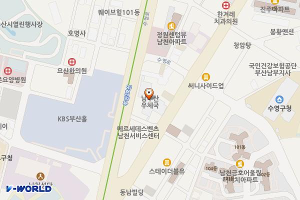 남부산 우체국 위치 지도 — 부산광역시 수영구 수영로 448(남천동)