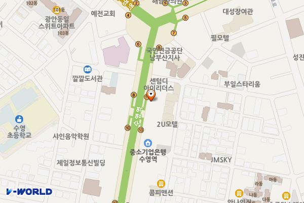 부산동부고용복지플러스센터 위치 지도 — 부산광역시 수영구 수영로 676(광안동)