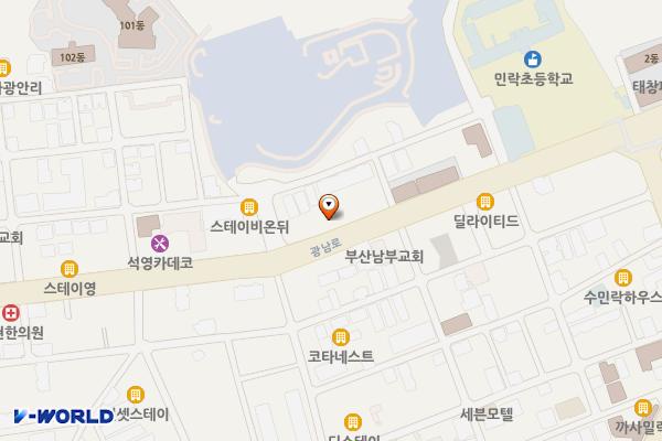 마린타이거주유소 위치 지도 — 부산광역시 수영구 광남로 241(민락동)