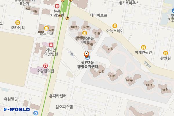 광안2동 주민센터 위치 지도 — 부산광역시 수영구 광안로16번길 22(광안동)