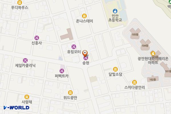 하오르타이어 위치 지도 — 부산광역시 수영구 감포로 32(민락동)