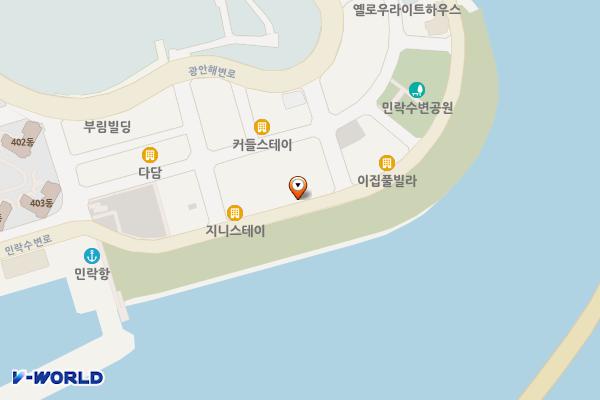 수변모바일 위치 지도 — 부산광역시 수영구 민락수변로 115(민락동)