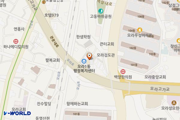 모라1동행정복지센터 위치 지도 — 부산광역시 사상구 모라로 93, 모라1동 행정복지센터 (모라동)