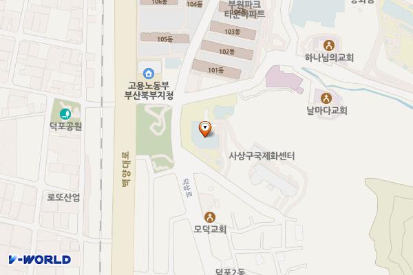 사상도서관 위치 지도 — 부산광역시 사상구 덕상로72번길 9, 사상도서관 (덕포동)