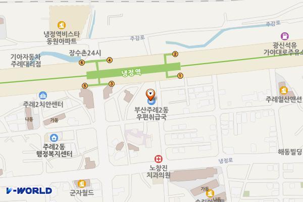 주례2동우편취급국 위치 지도 — 부산광역시 사상구 가야대로366번길 8, 주례2동우편취급국 (주례동)