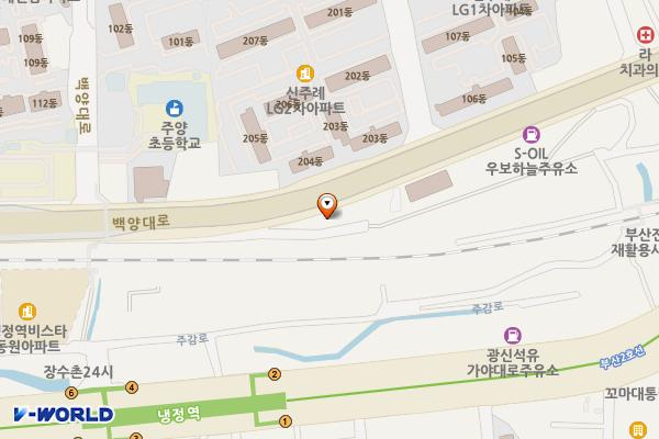 한영 주유소 주례지점 위치 지도 — 부산광역시 사상구 백양대로 349 (주례동)