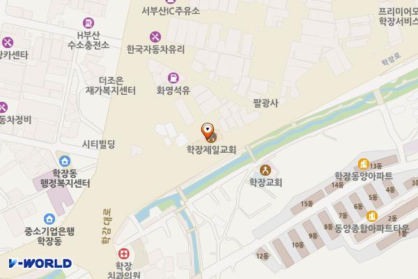 학장제일교회(1~4층) 위치 지도 — 부산광역시 사상구 학장로 211 (학장동)