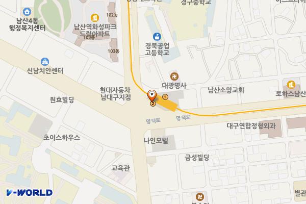 남산역(3호선) 위치 지도 — 대구광역시 중구 남산로 2