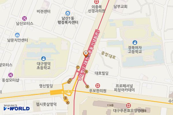 명덕역(1호선) 위치 지도 — 대구광역시 중구 명덕로 지하185