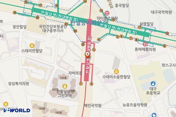 반월당역(2호선) 위치 지도 — 대구광역시 중구 달구벌대로 지하2100