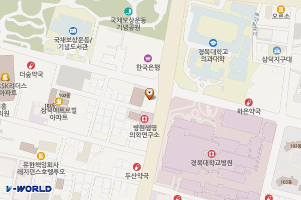 분홍빛으로 병원 위치 지도 — 대구광역시 중구 동덕로 141