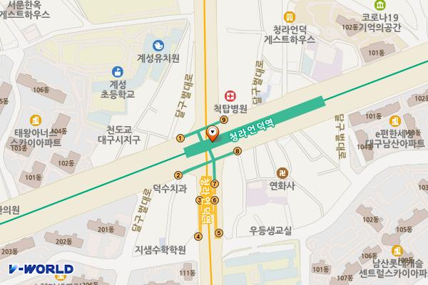 청라언덕역(신남역)(2호선) 위치 지도 — 대구광역시 중구 달구벌대로 지하2000
