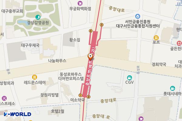 중앙로역(1호선) 위치 지도 — 대구광역시 중구 중앙대로 지하424