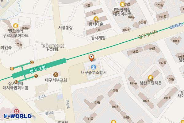대구중부소방서(남산119안전센터) 위치 지도 — 대구광역시 중구 달구벌대로 1926