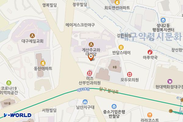 계산예가 공중화장실 위치 지도 — 대구광역시 중구 서성로 6-1