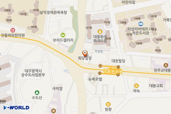 회당빌딩(구.진각문화회관) 위치 지도 — 대구광역시 중구 명덕로 261
