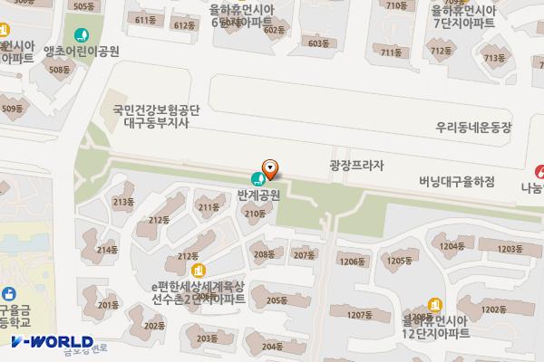 반계근린공원 위치 지도 — 대구광역시 동구 율하동 1416