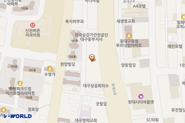 대구창조경제혁신센터 대구스케일업허브 위치 지도 — 대구광역시 동구 동대구로 465 (신천동)